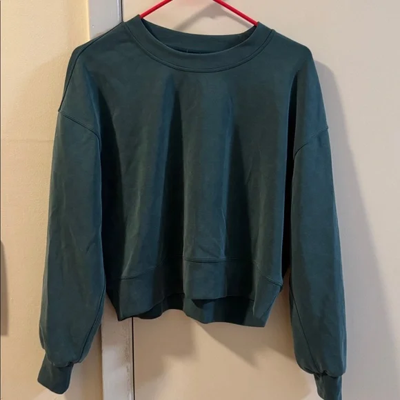 Lululemon Softstreme Perfectly Oversized Crop Crew Green Jasper size 2‎ - Picture 3 of 7